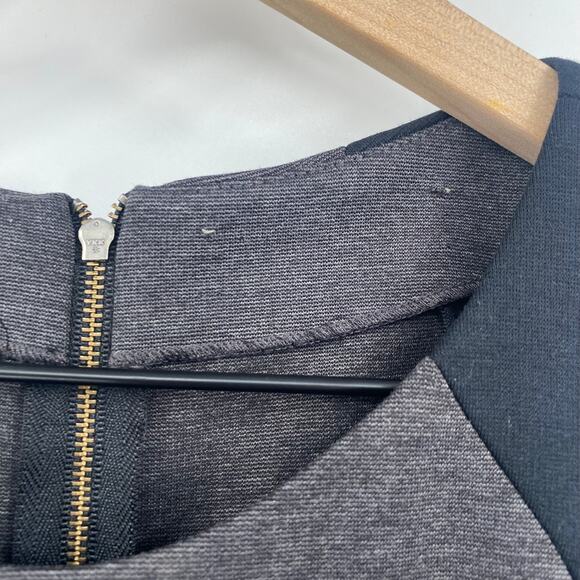 Rebecca Taylor Ponte Mini Dress Fit & Flare Pleated Skirt Colorblock Gray Black - Picture 6 of 10